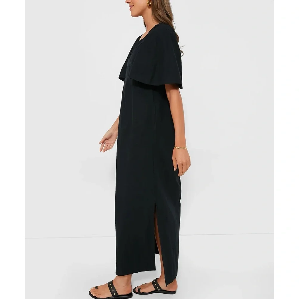 NWT POMANDER PLACE Black Finley Flutter Sleeve Maxi Dress XL - Picture 3 of 11